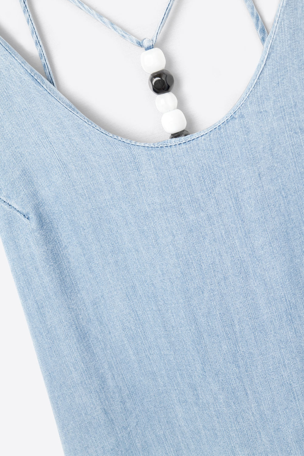 Abito in denim Tencel leggero con spalline di perline