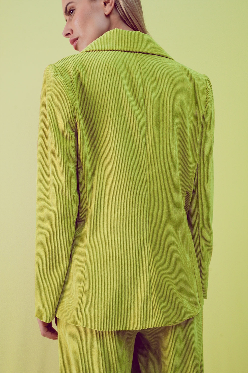 Blazer con bottoni vintage in velluto lime
