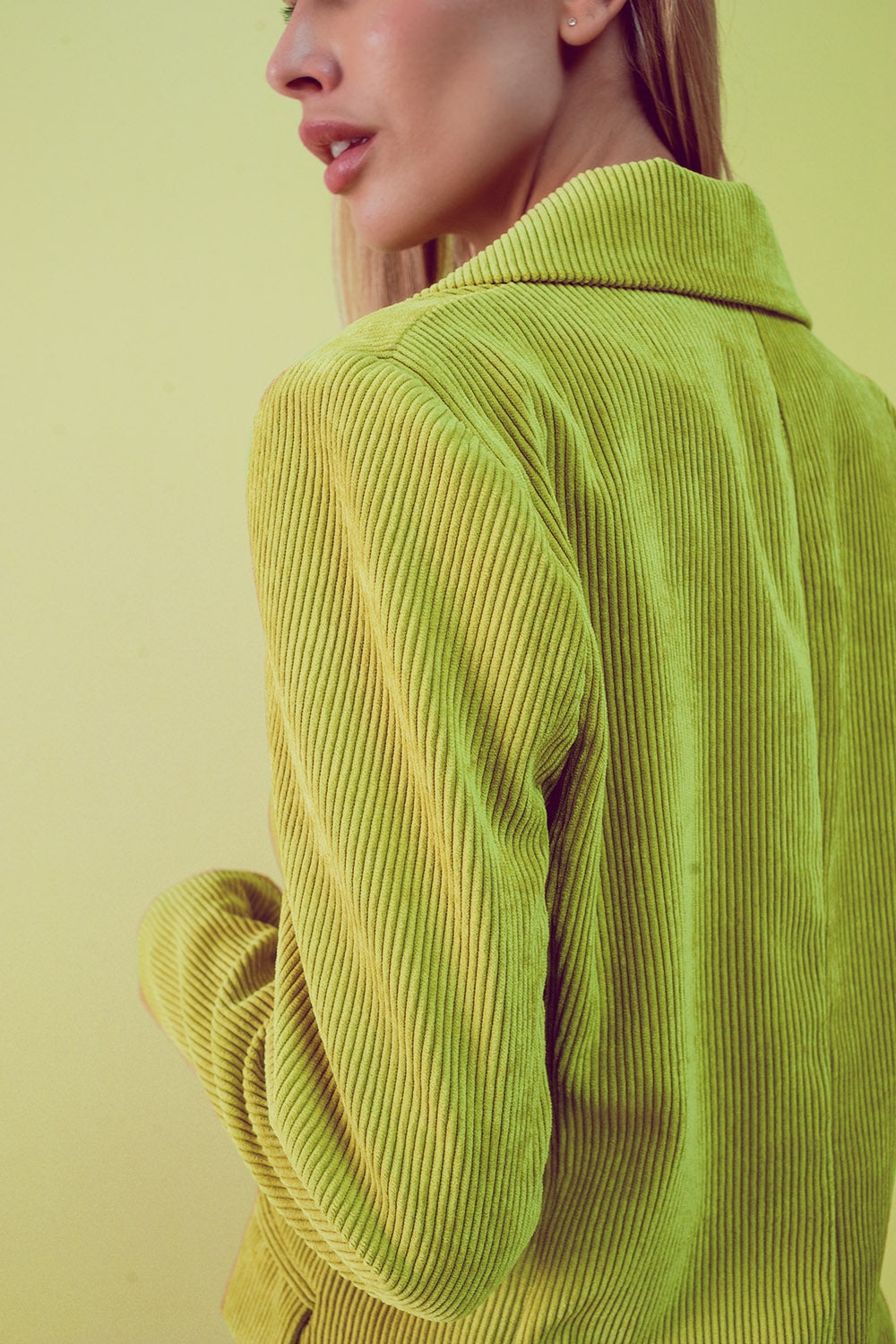 Blazer con bottoni vintage in velluto lime