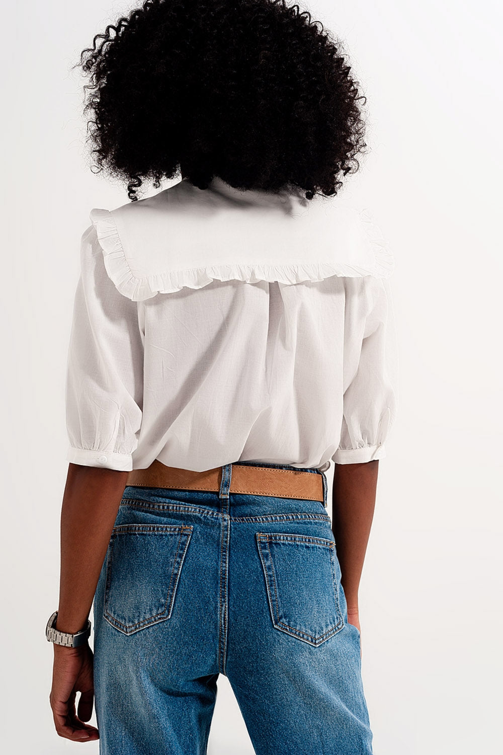 Blusa bianca con colletto western