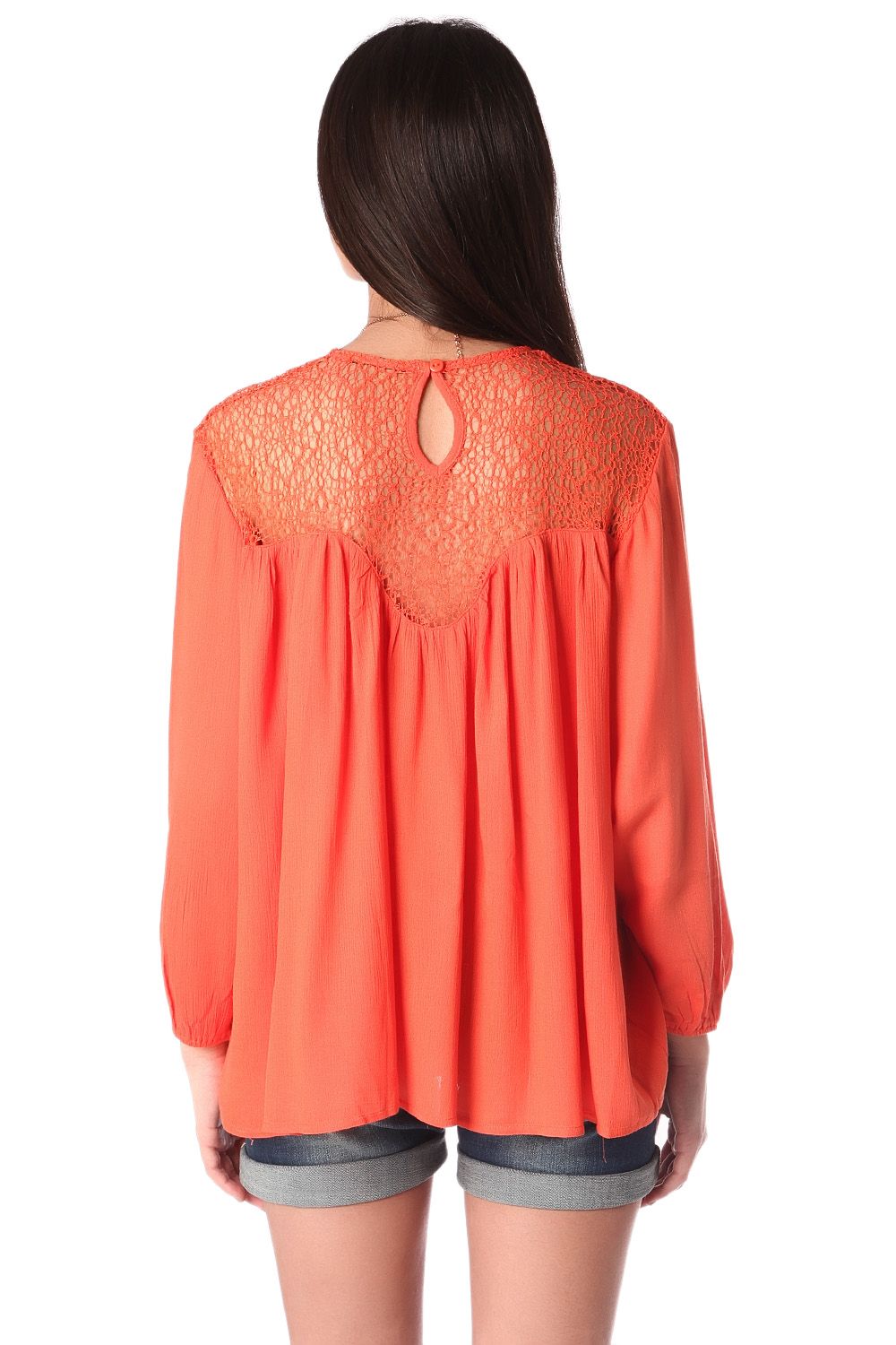 Blusa grembiule con reticolo arancio