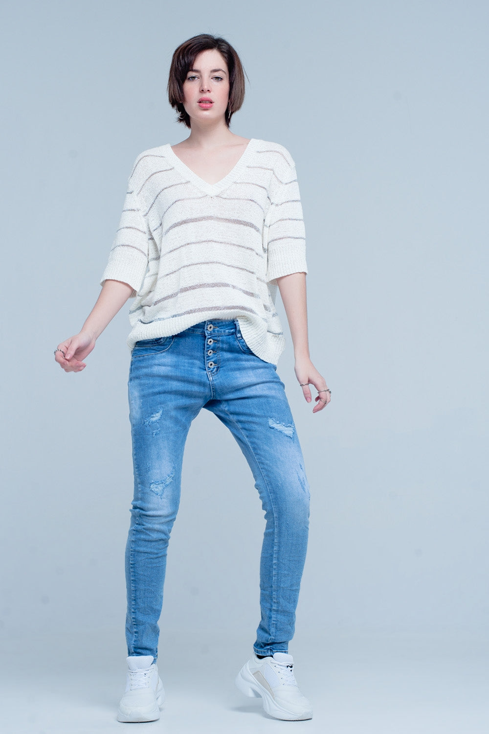 Boyfriend jeans invecchiati