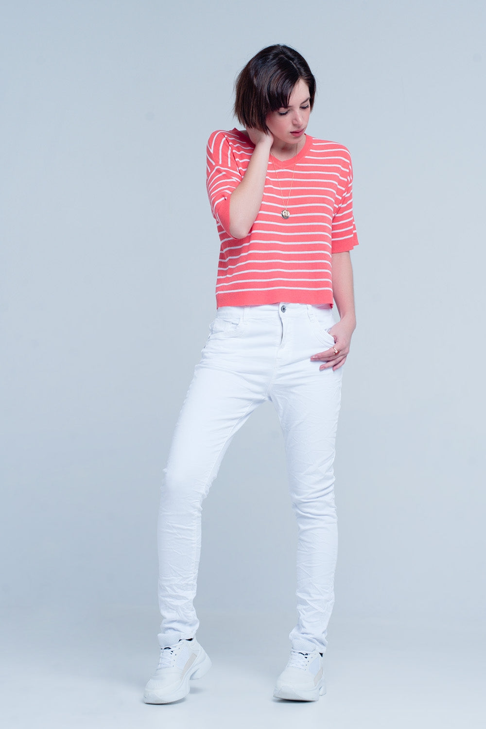 Boyfriend jeans slim bianco