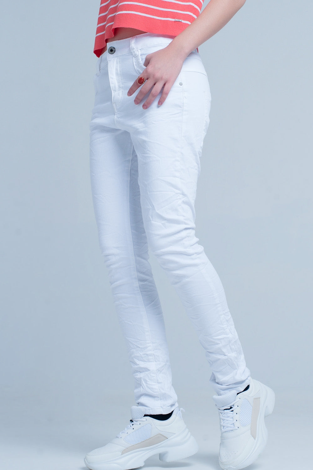 Boyfriend jeans slim bianco