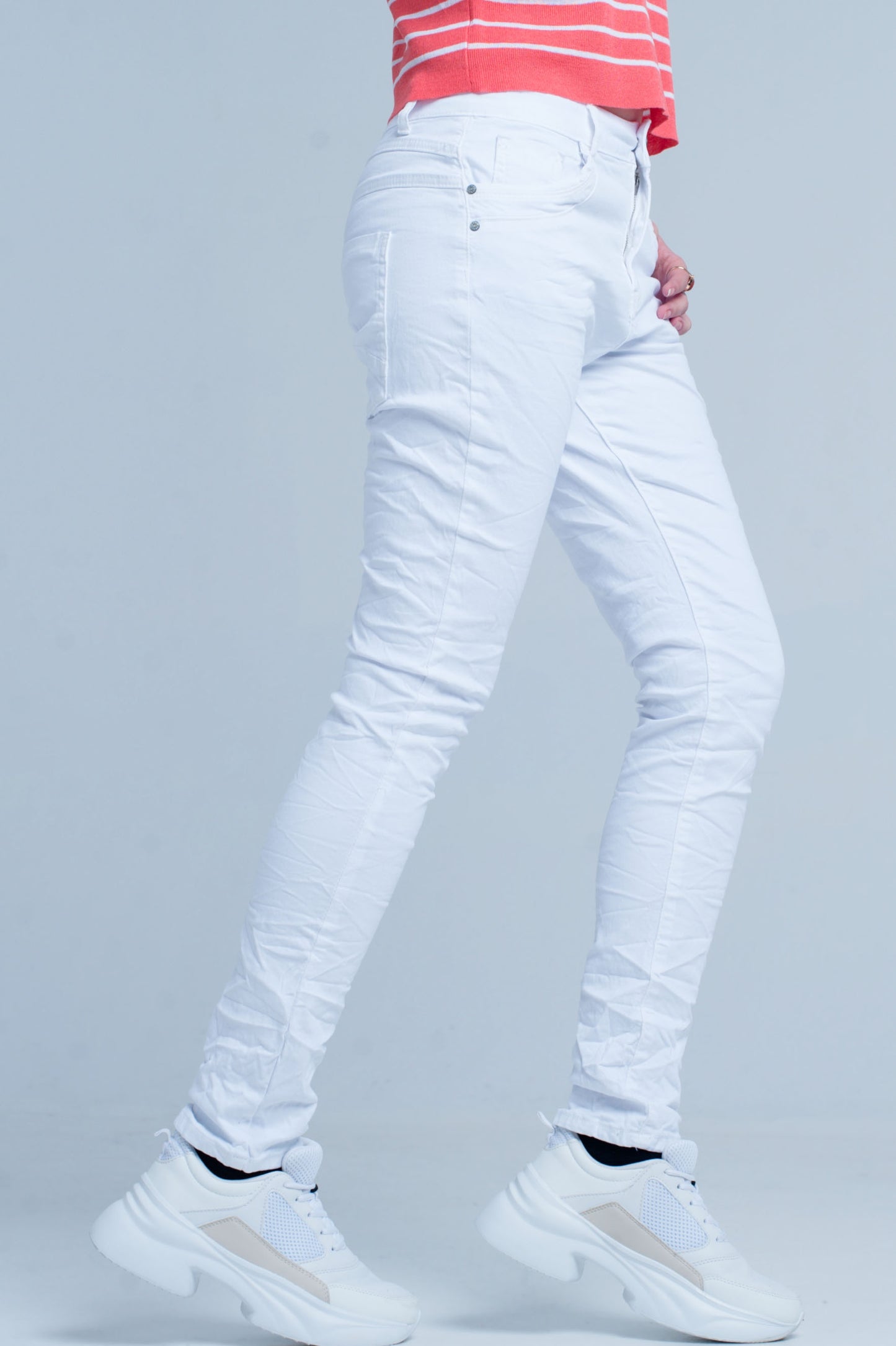 Boyfriend jeans slim bianco