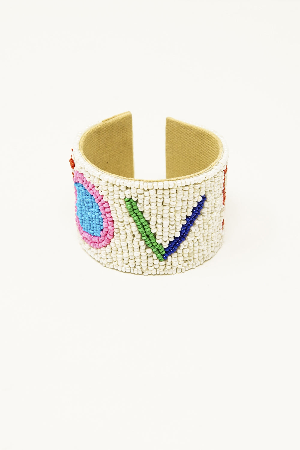 Bracciale con perline aperte in bianco con LOVE