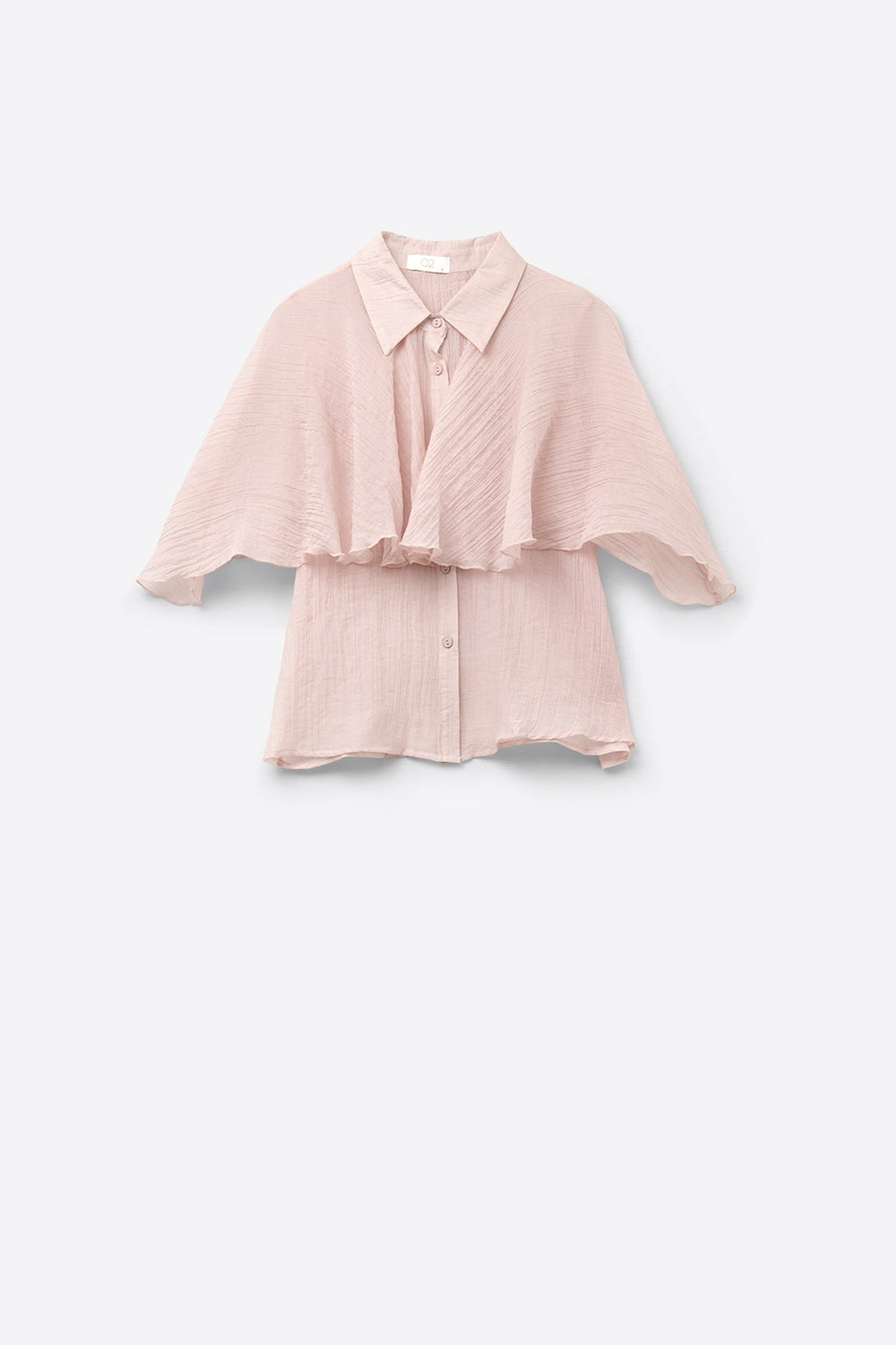 Camicetta rosa in chiffon testurizzato con maniche scese