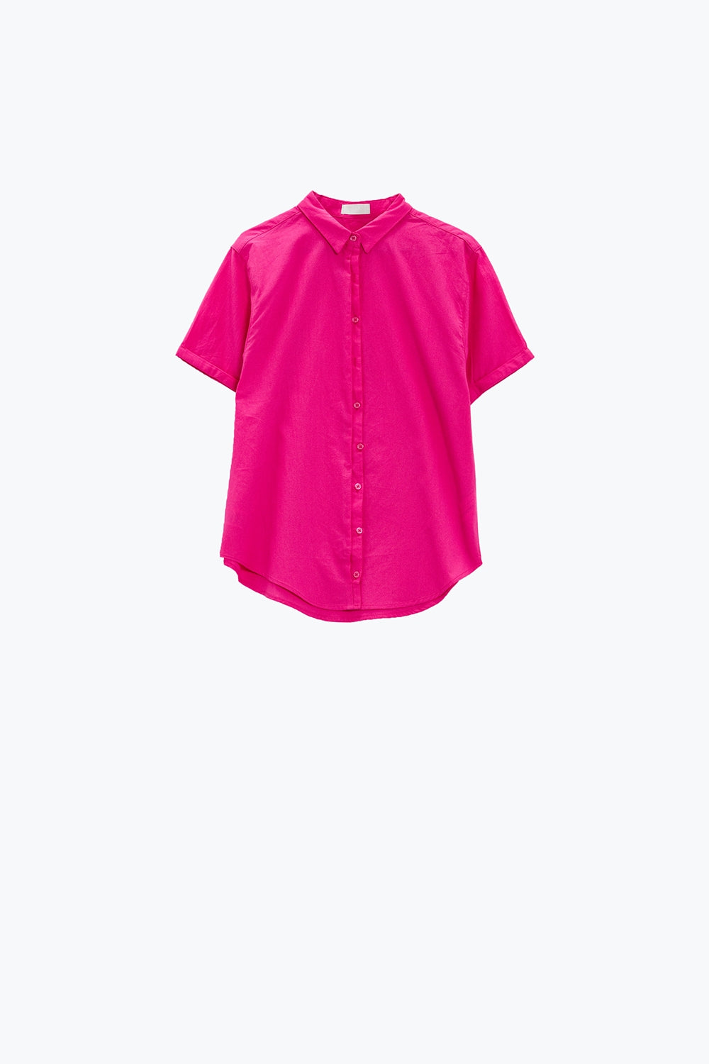 Camicia a maniche corte con bottoni rilassati in fucsia