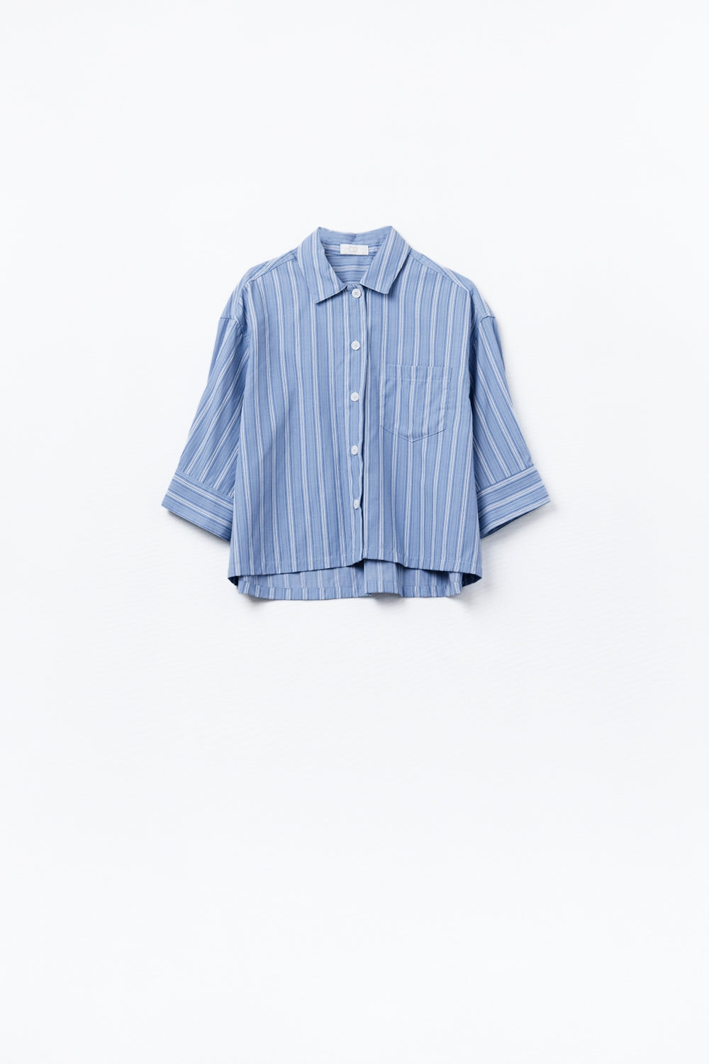 Camicia a righe oversize cropped in blu