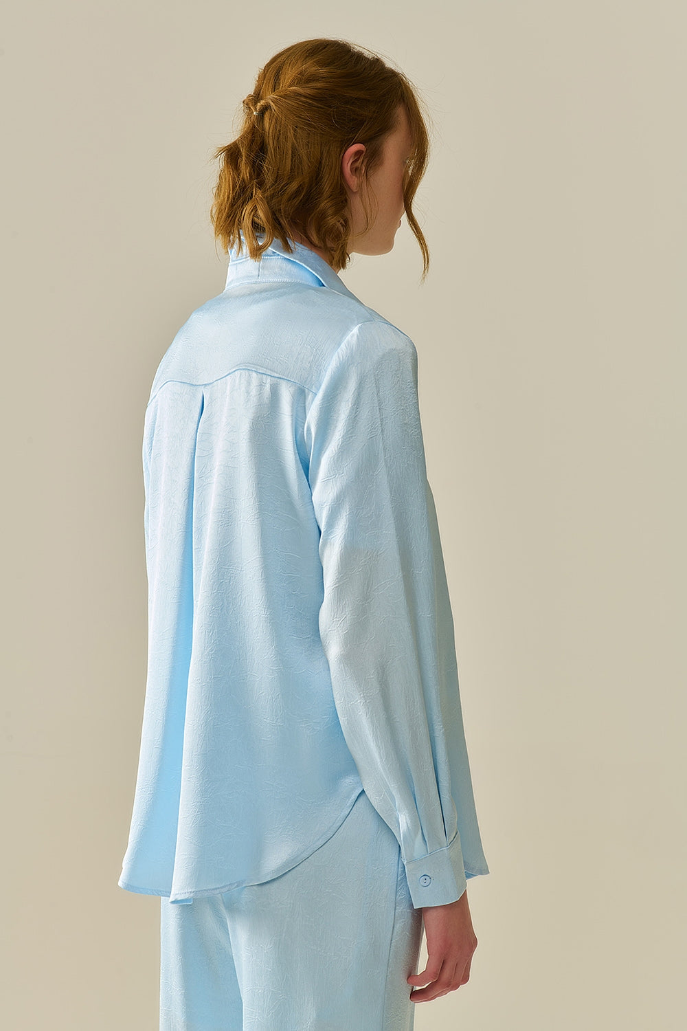 Camicia Azzurro Baby con Bottoni in raso
