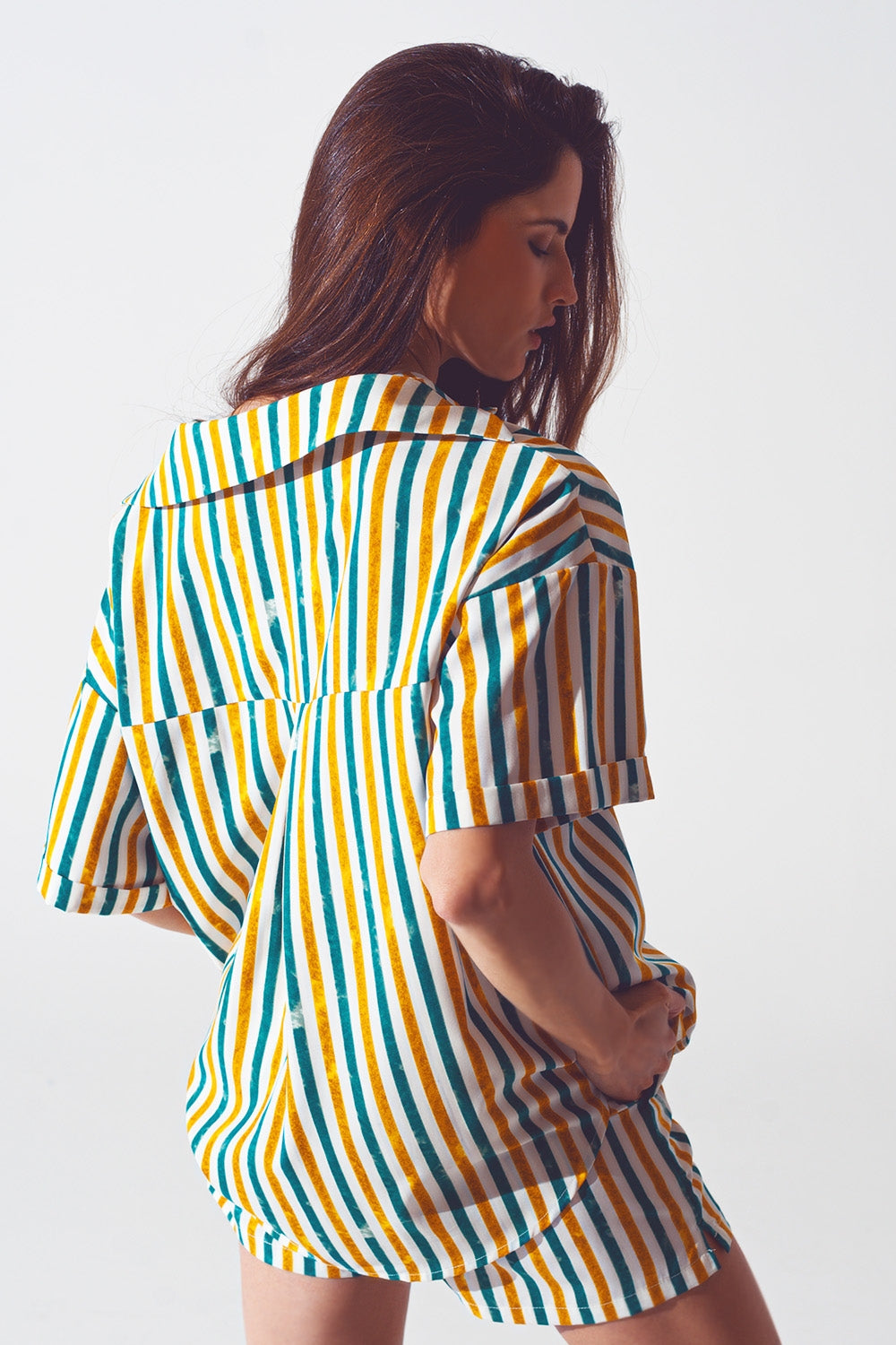 Camicia comoda a righe verdi