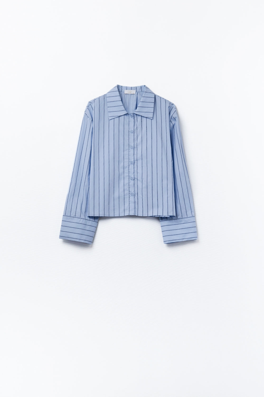 camicia cropped in popeline a righe blu