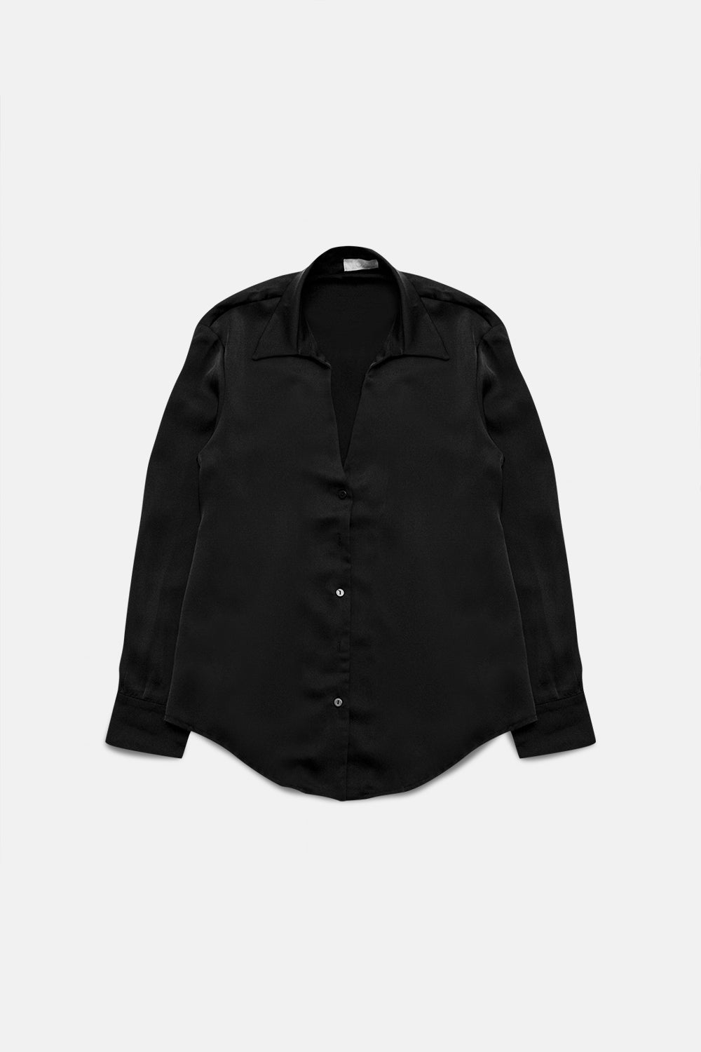 Camicia in raso con scollo V in nero