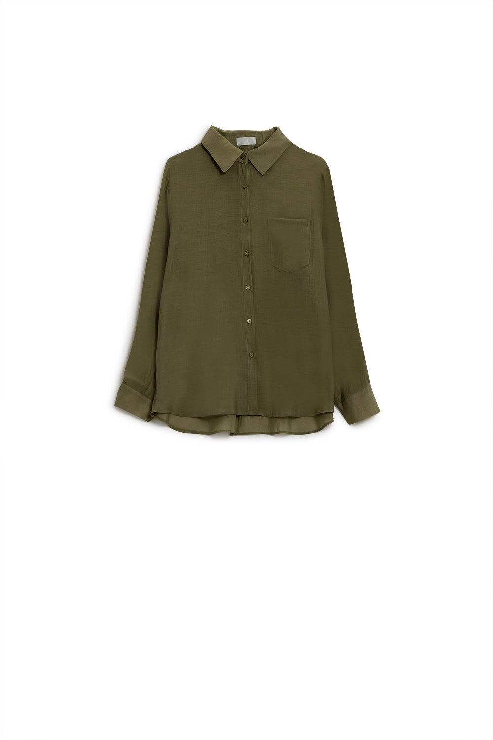 Camicia Kahki con maniche lunghe e una tasca sul petto