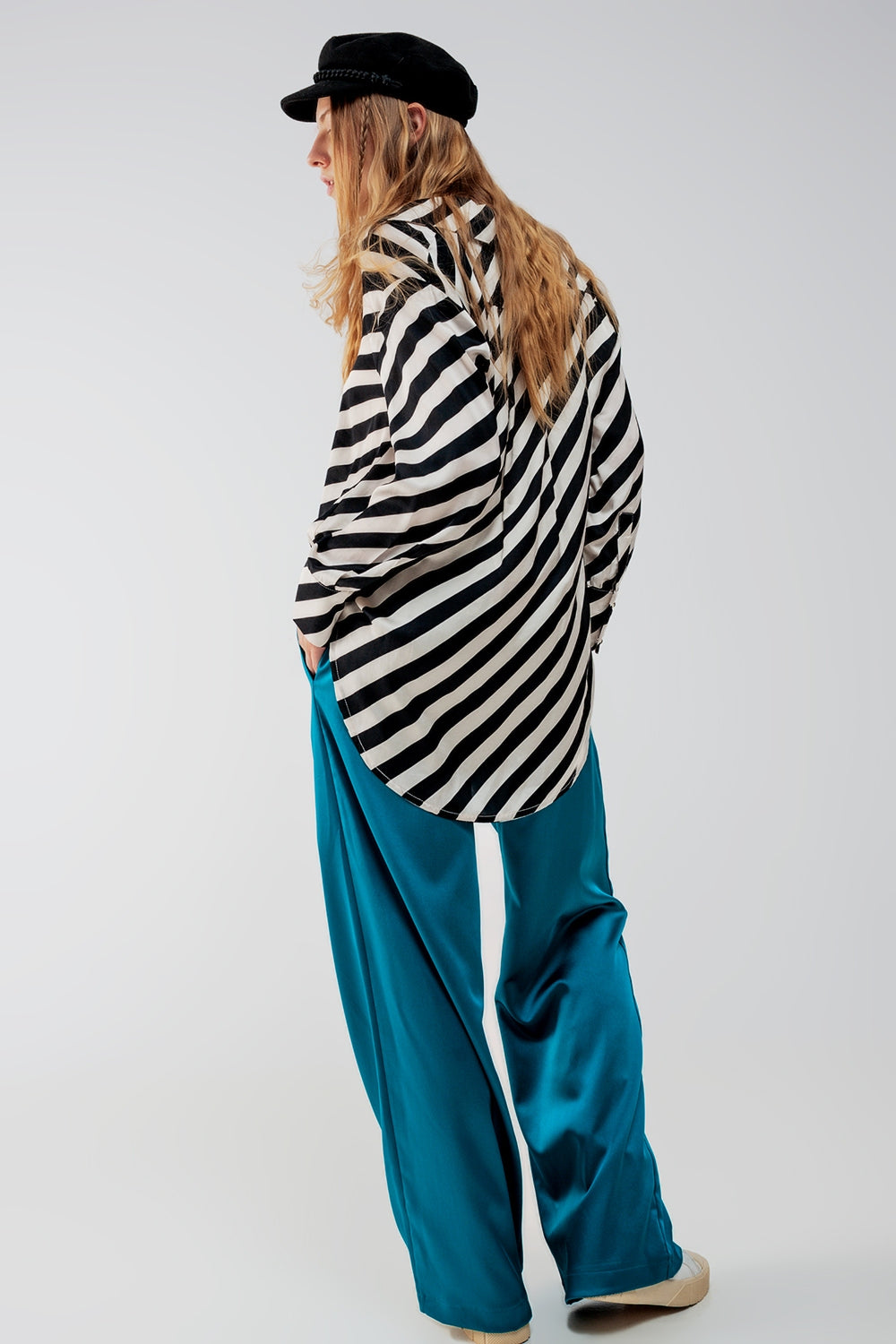 Camicia oversize a righe con bottoni