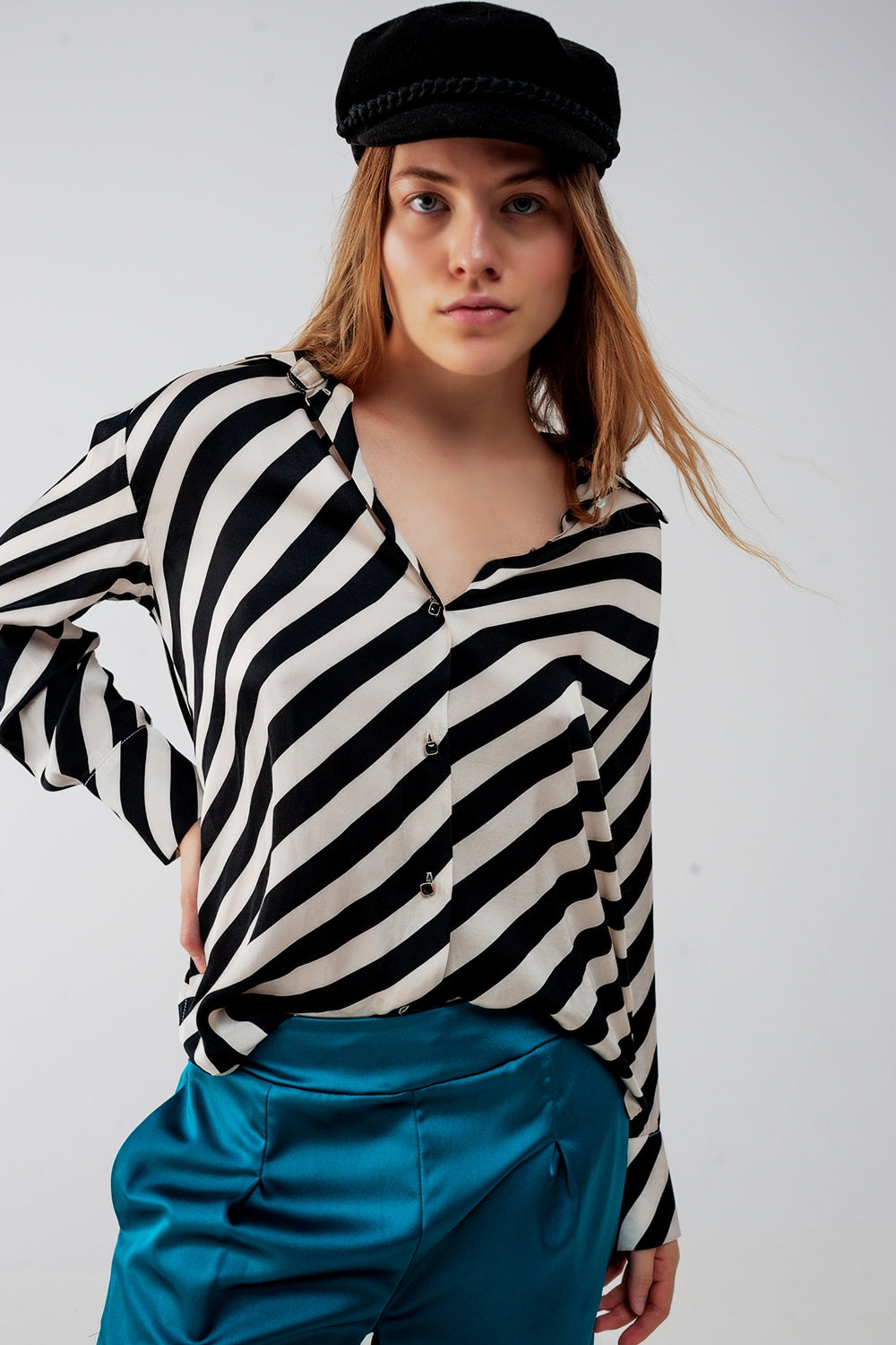Camicia oversize a righe con bottoni