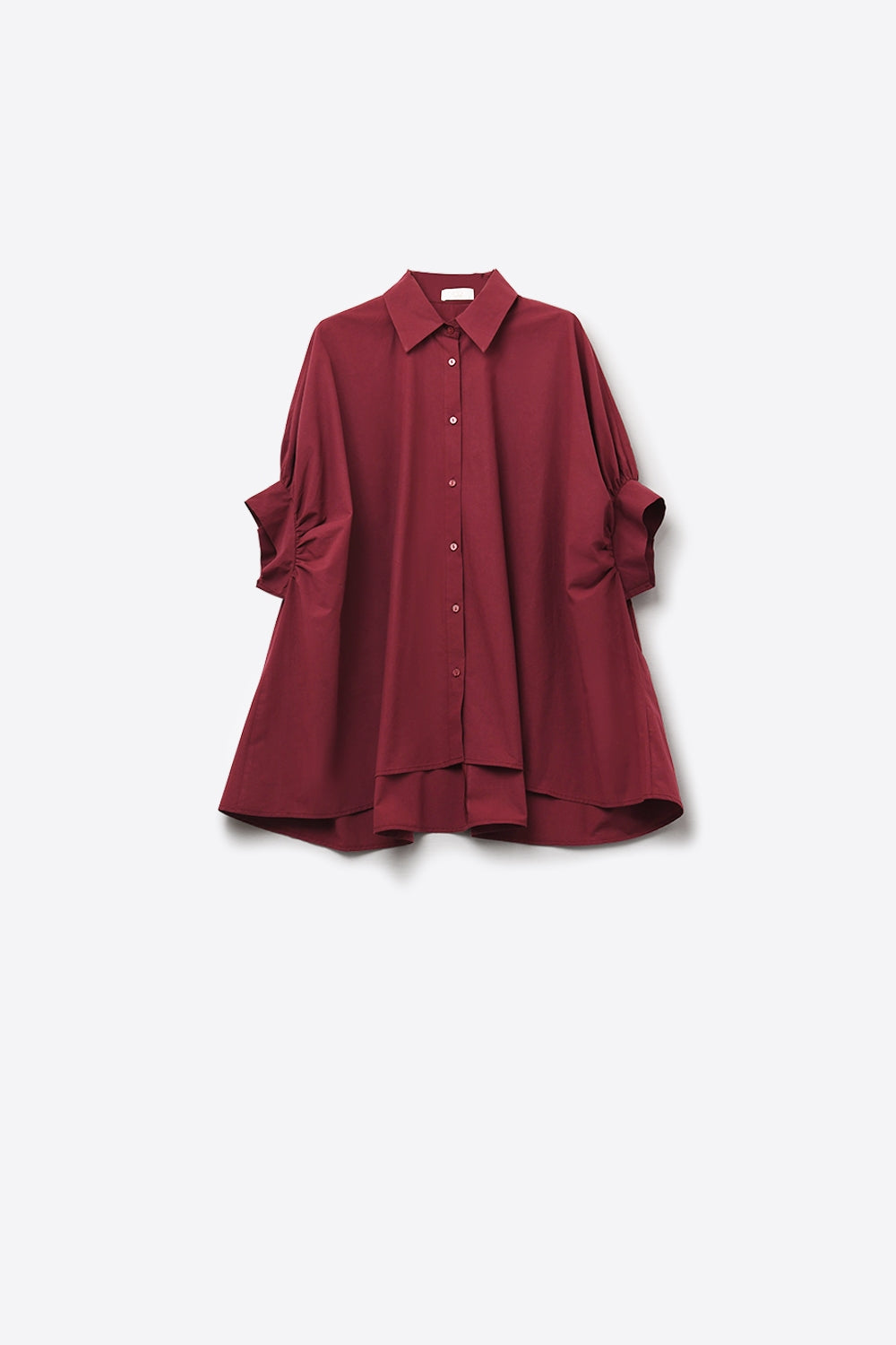 Camicia oversize bordeaux con maniche corte
