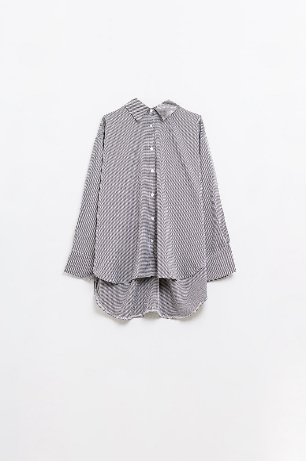 Camicia oversize in percalle con dettaglio a fiocco in bianco e nero