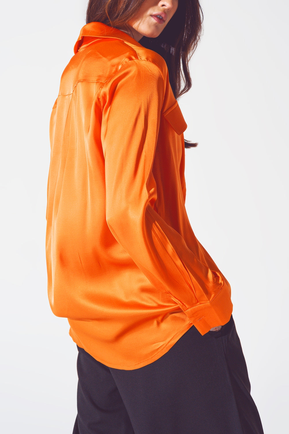 Camicia relaxed in rayon arancione acceso