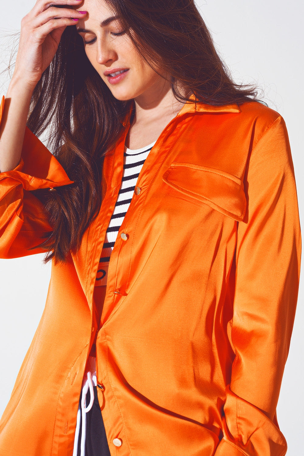 Camicia relaxed in rayon arancione acceso