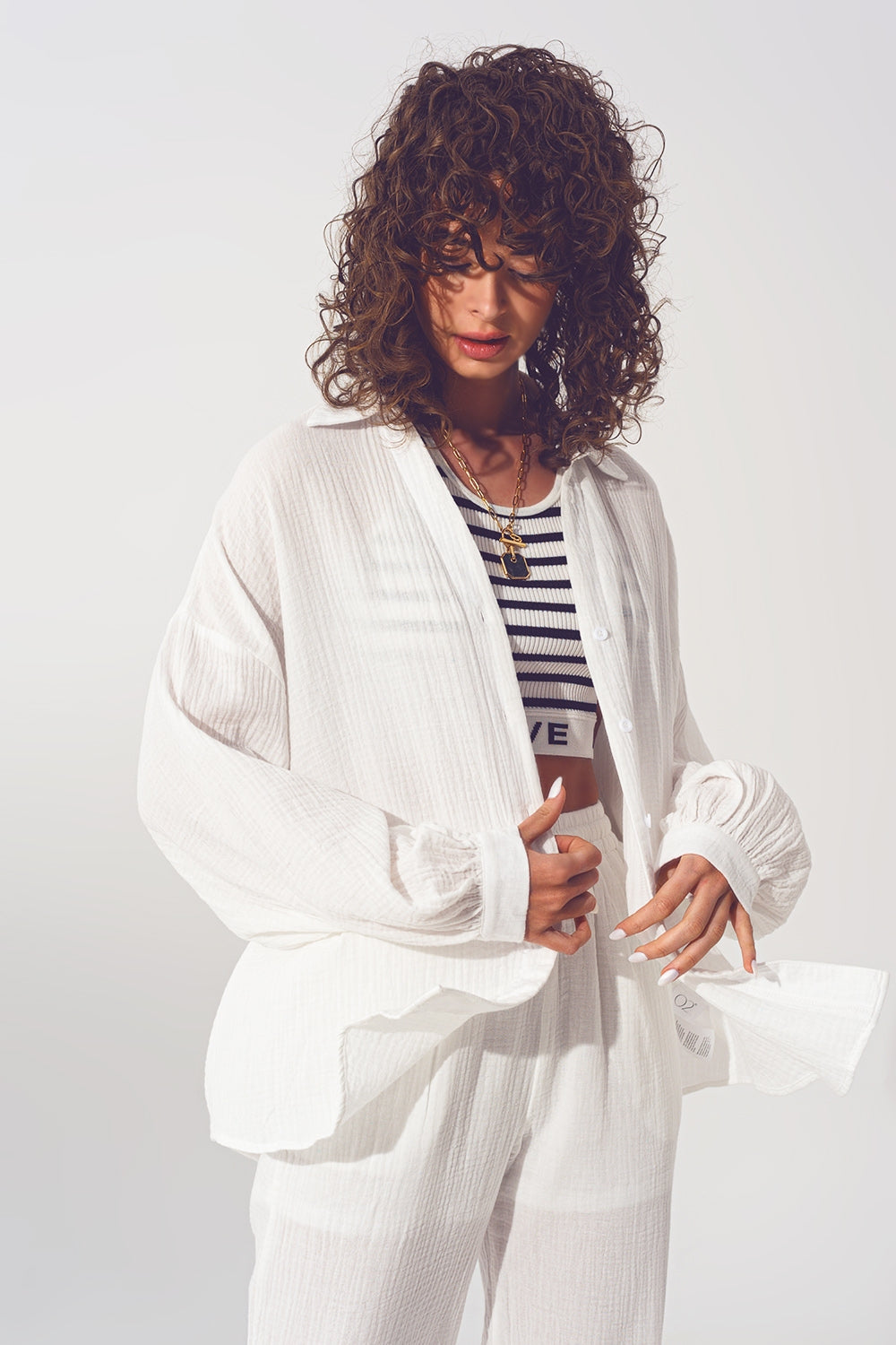 Camicia oversize strutturata bianca