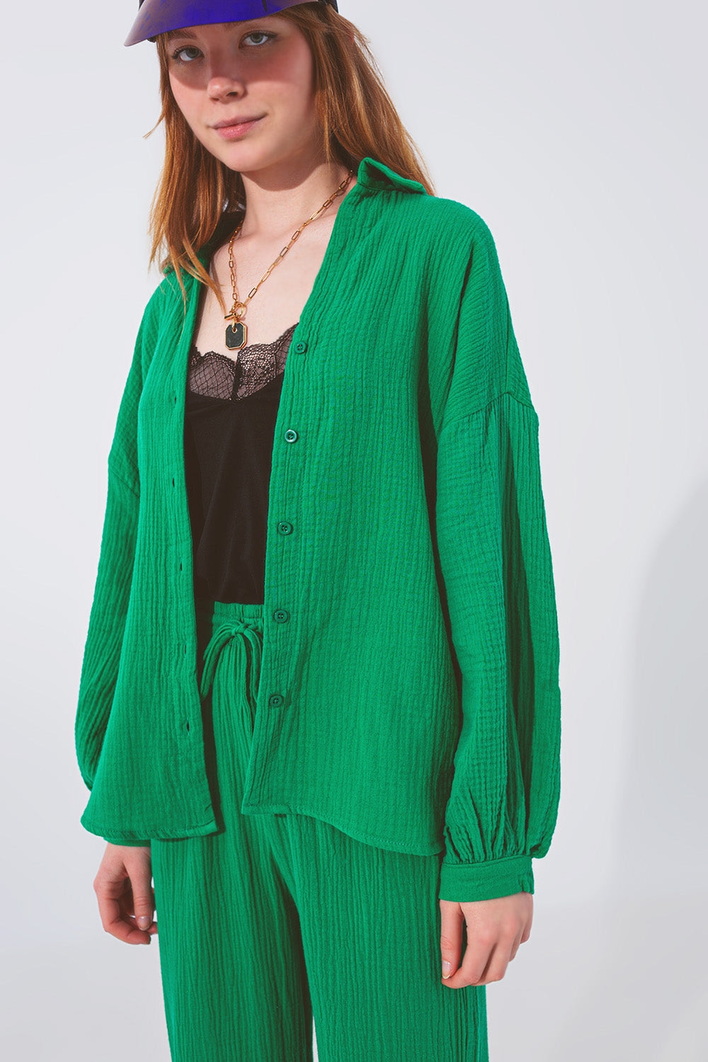 Camicia verde dal Taglio Ampio e Strutturato