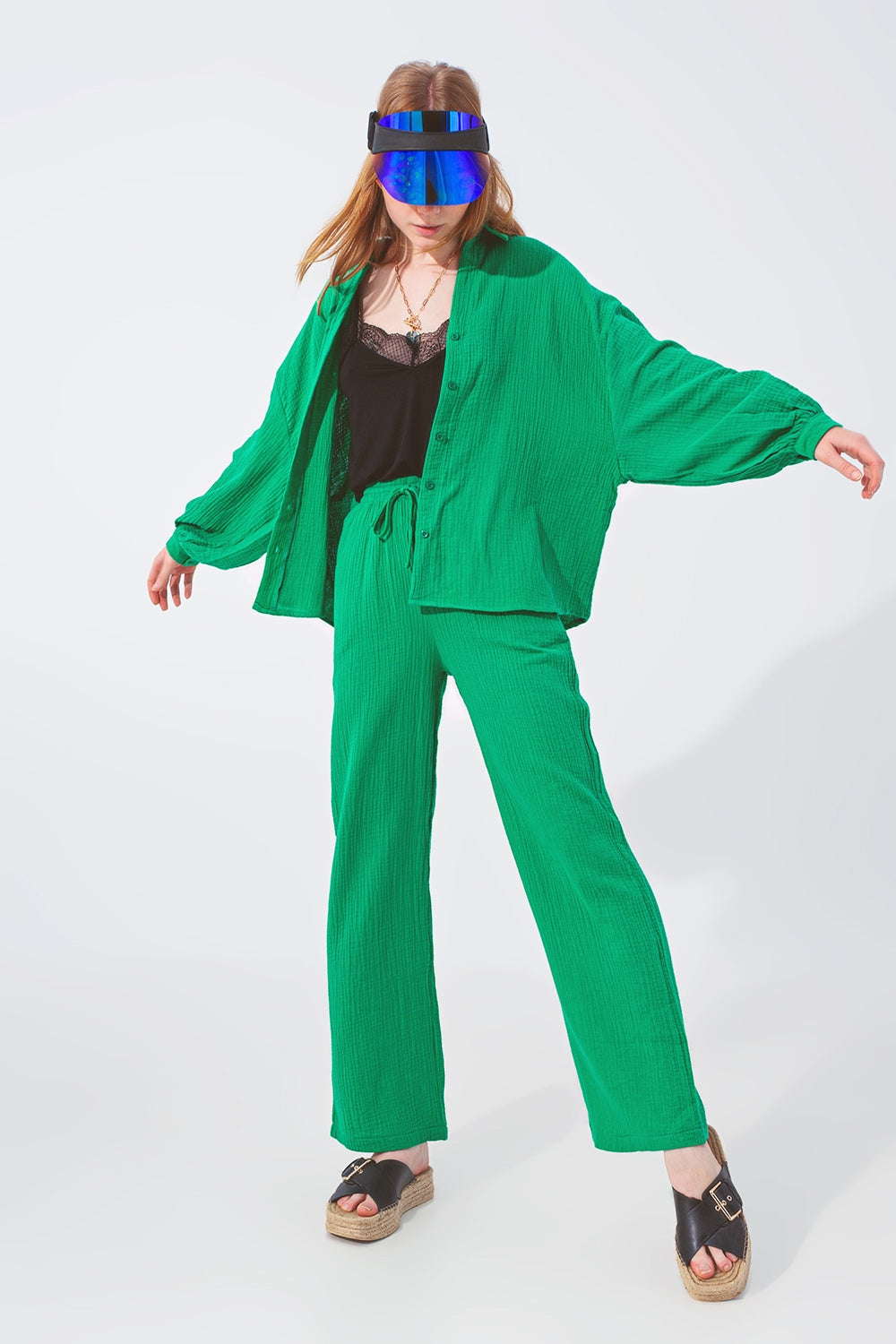 Camicia verde dal Taglio Ampio e Strutturato