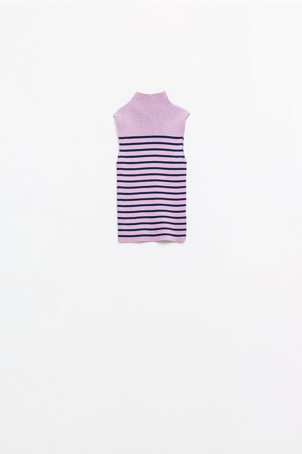 Canotta a righe con scollo a tartaruga in Lavander