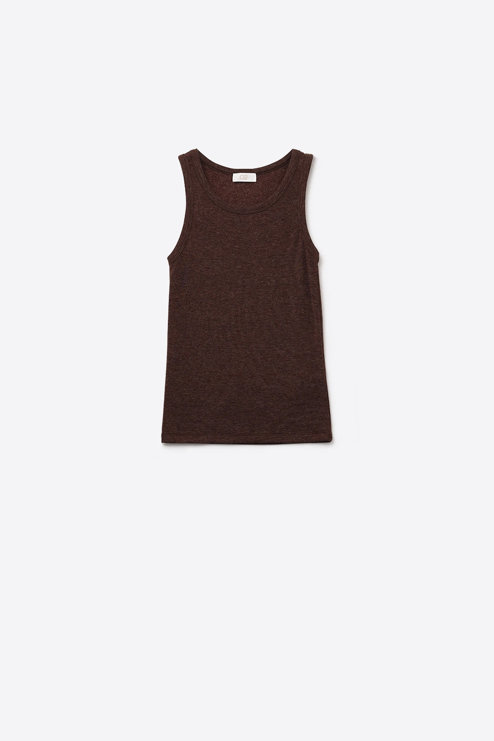 Q2 Canotta basic in maglia super morbida in marrone cioccolato