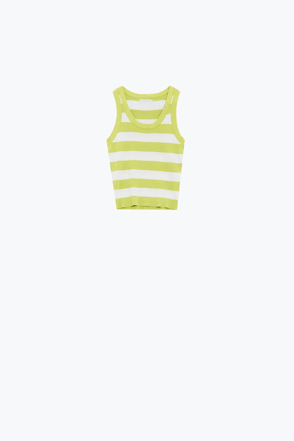Canotta bianca con strisce larghe in verde lime