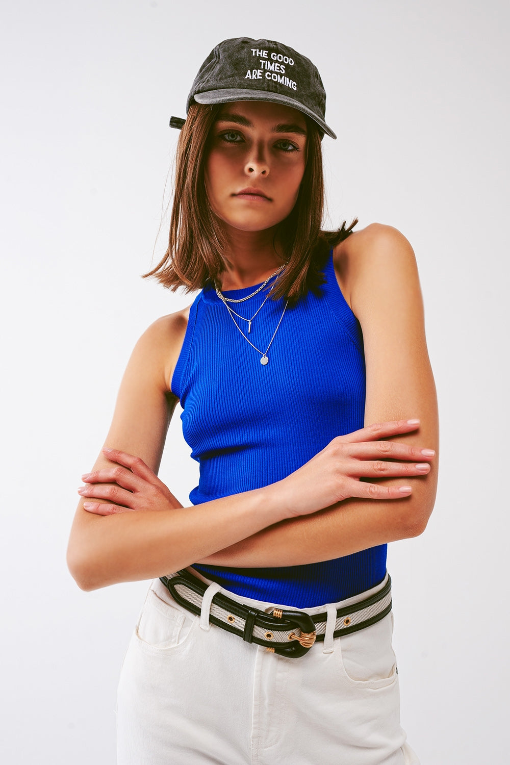 Canotta in maglia blu