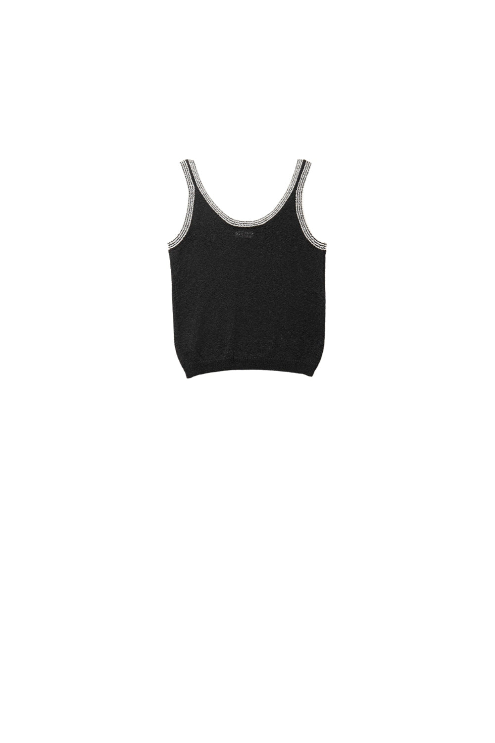Q2 Canotta in maglia nera con finiture bianche