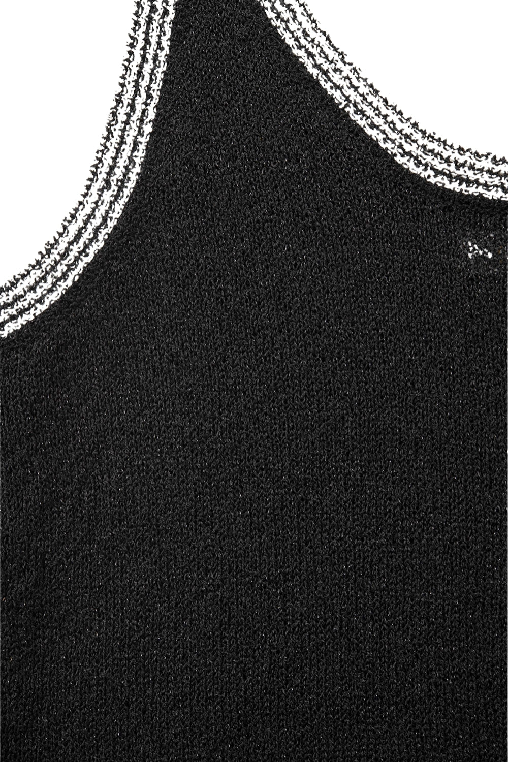Canotta in maglia nera con finiture bianche