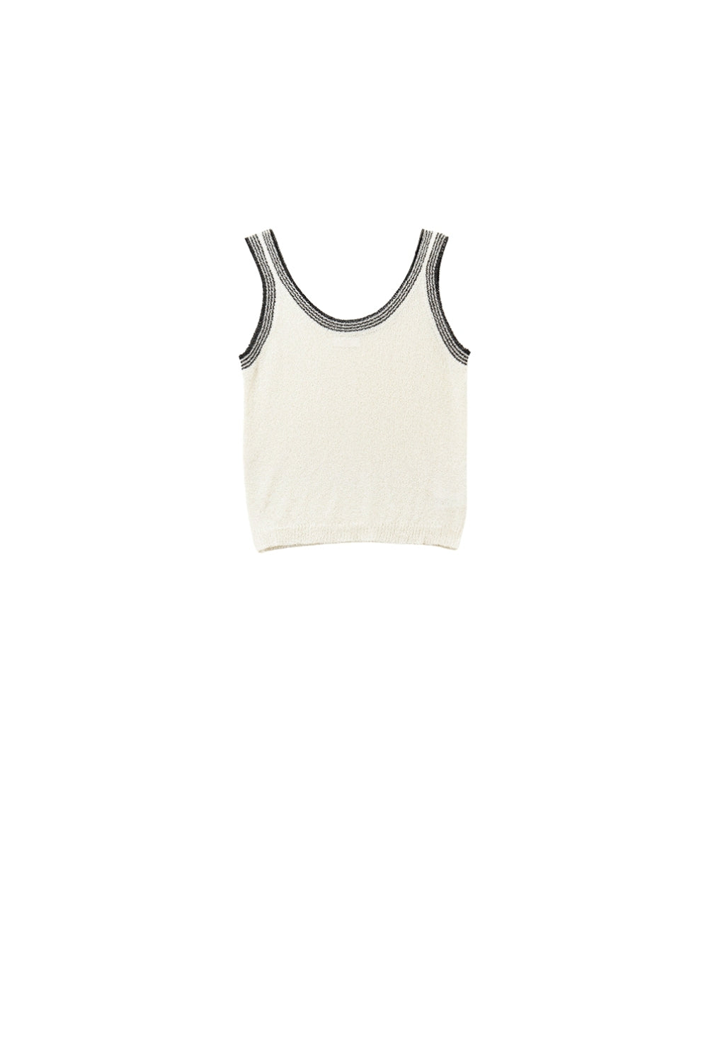 Canotta in maglia panna con finiture nere