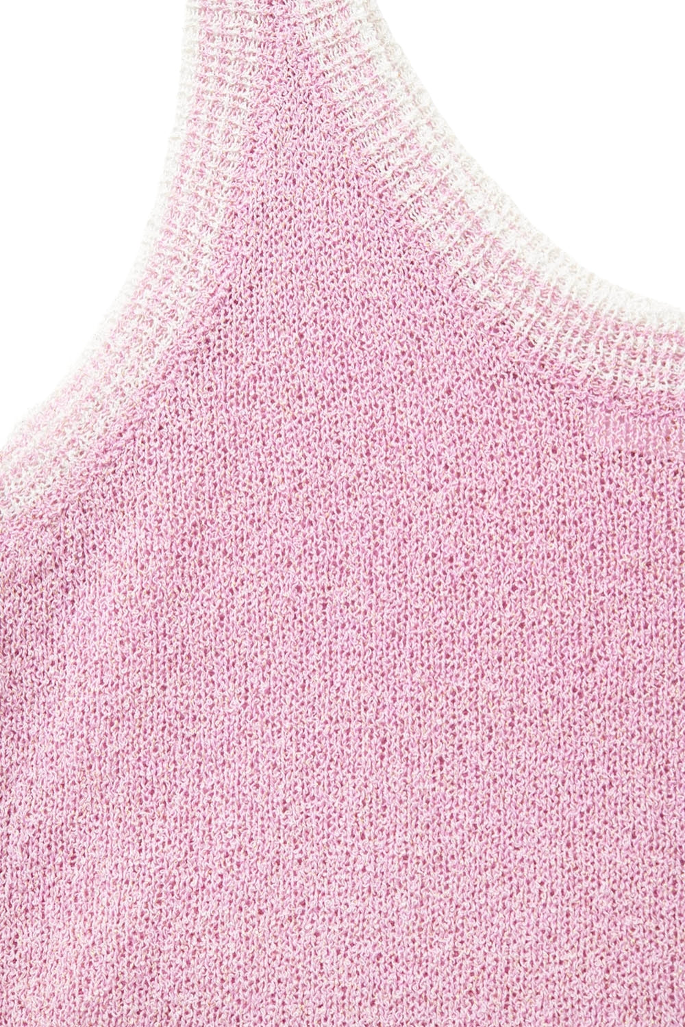Canotta in maglia rosa baby con rifiniture bianche