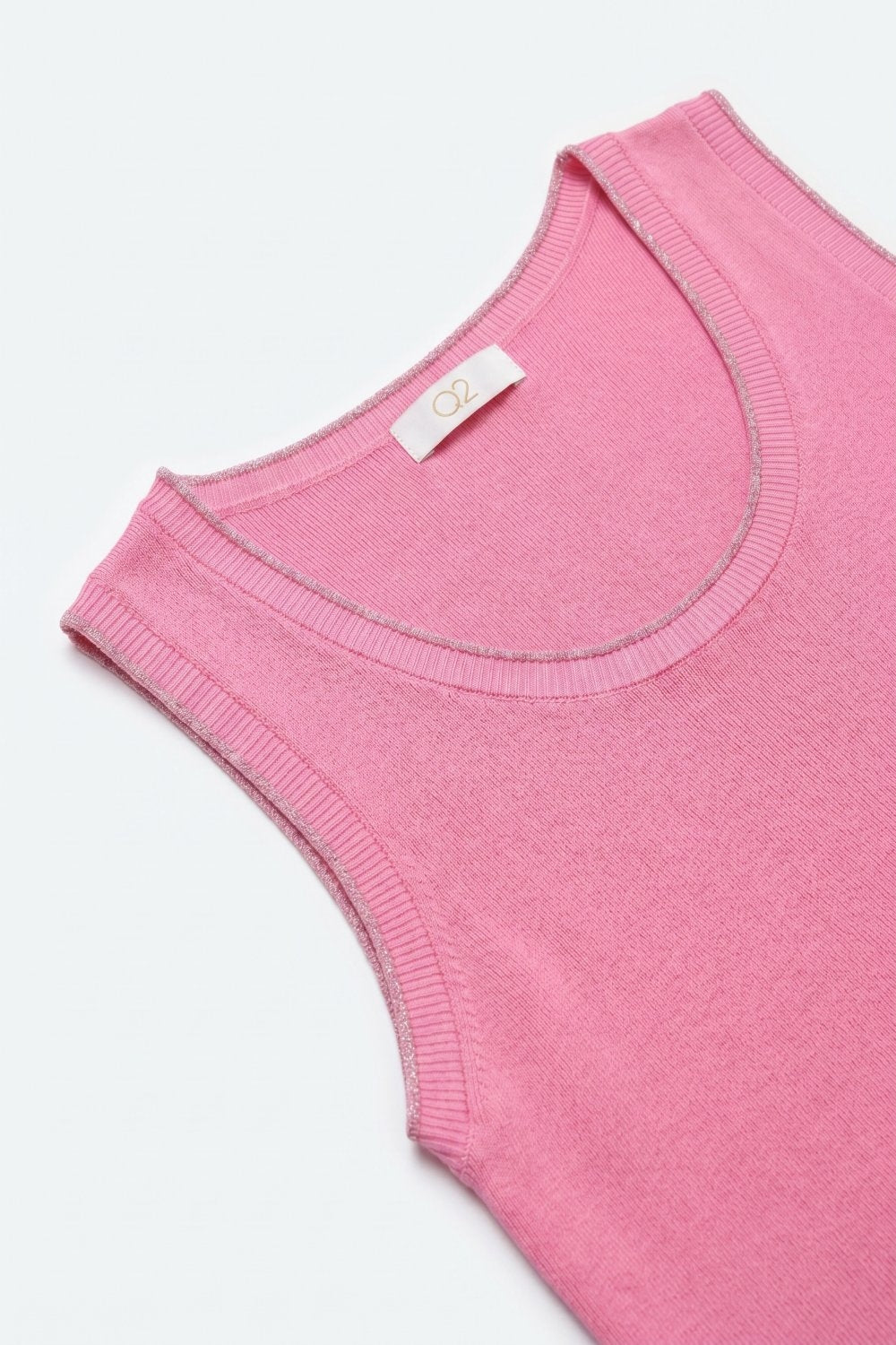 Canotta Rosa a Maglia Fine con Orlo a Coste e Vestibilità Regolare