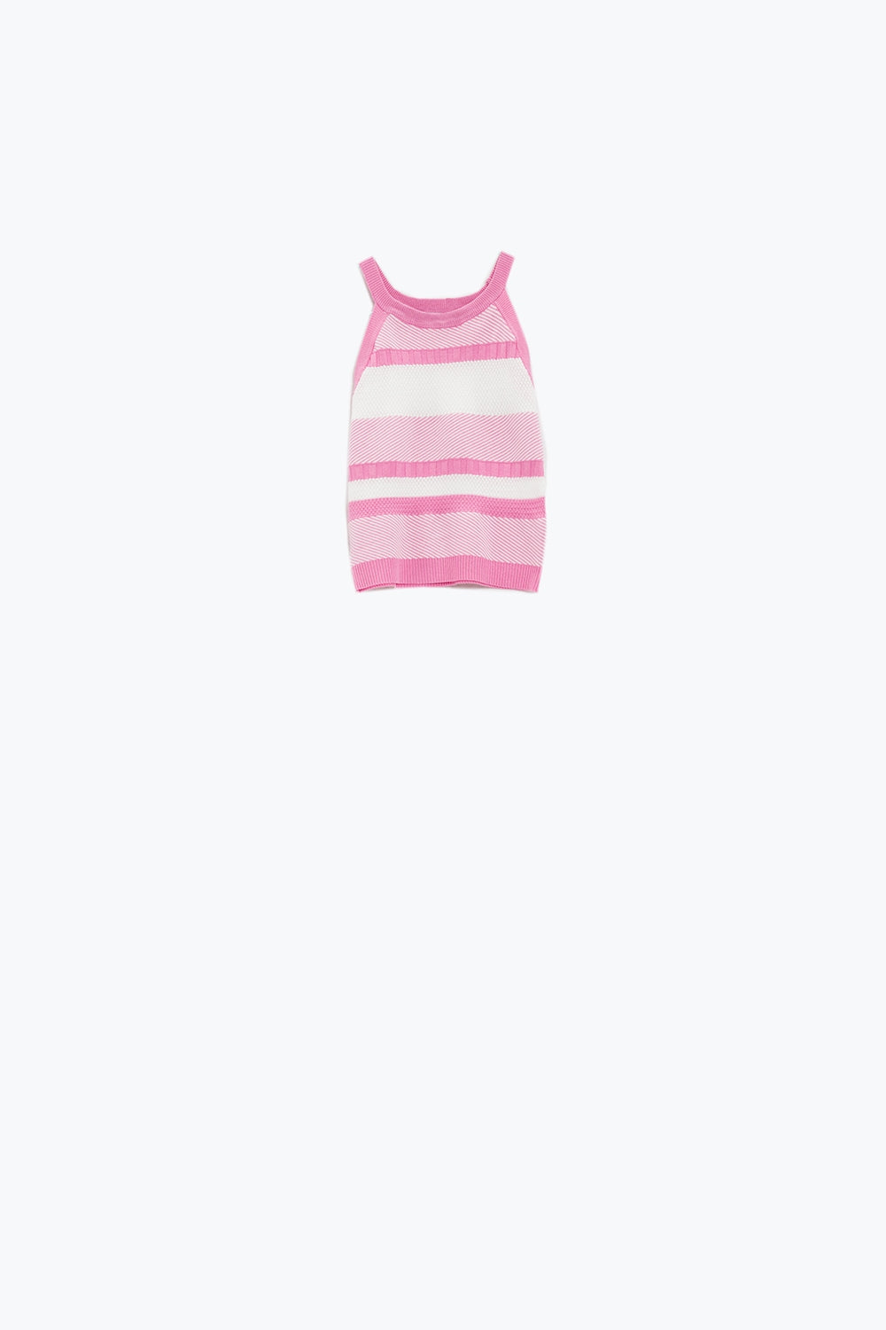 Canottiera rosa con disegno a righe in diverse maglie