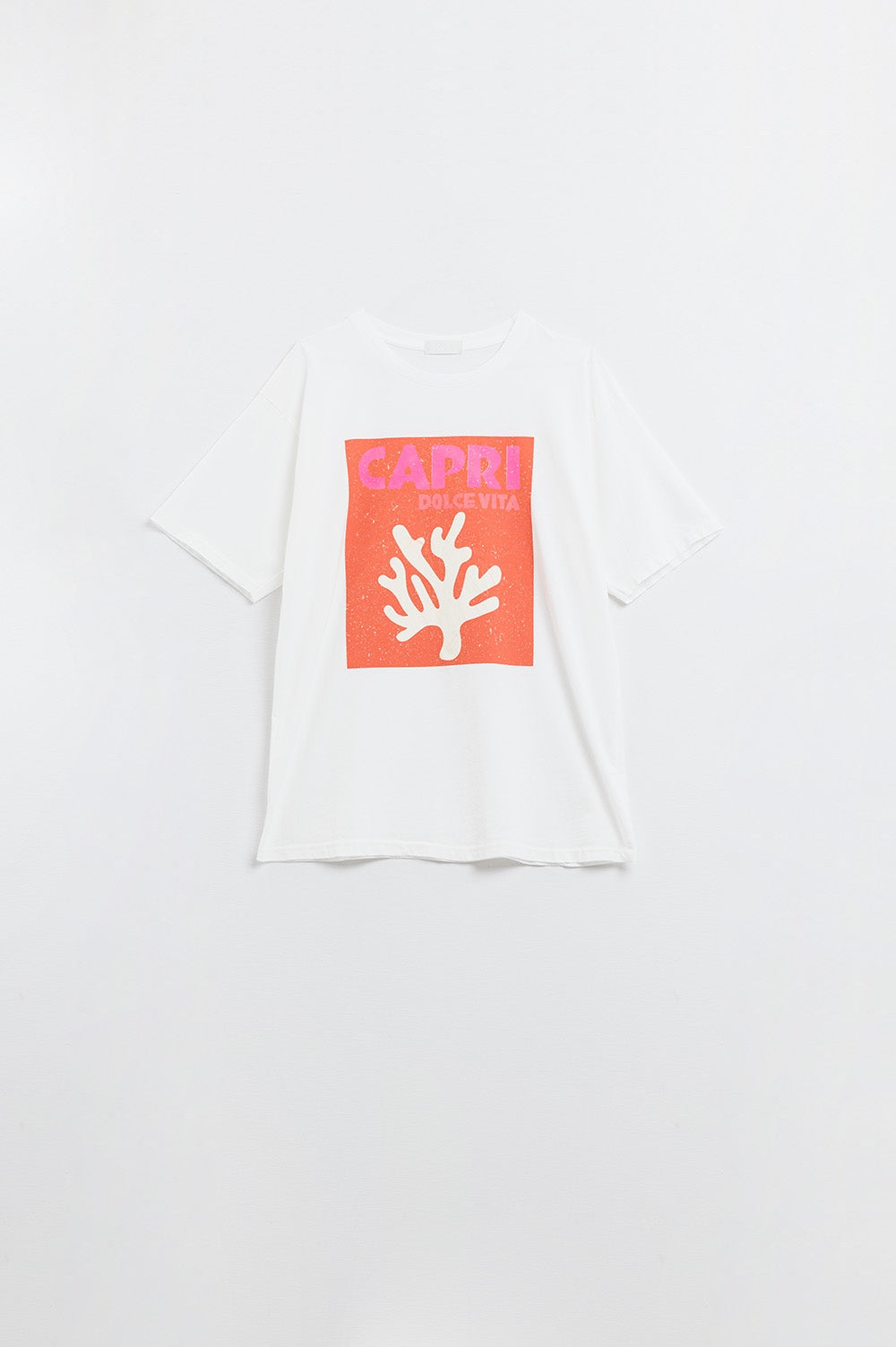 Q2 Capri La Dolce Vita - T-shirt bianca con stampa grafica