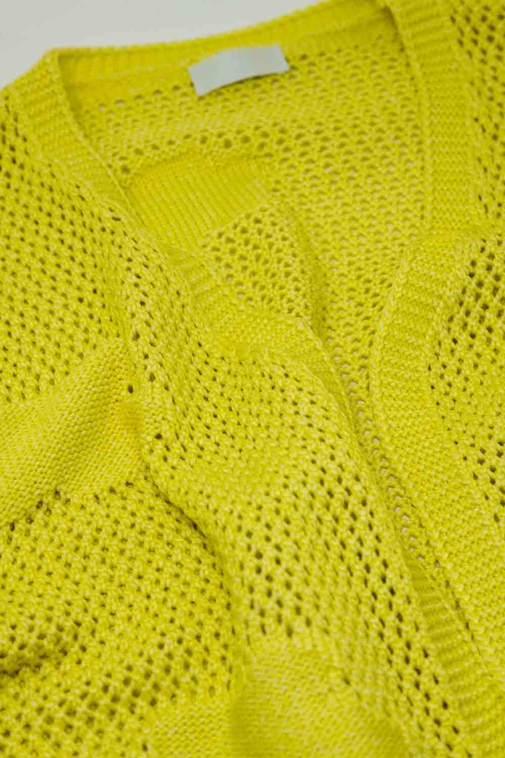 Cardigan all'uncinetto con nuvole lavorate a maglia in giallo