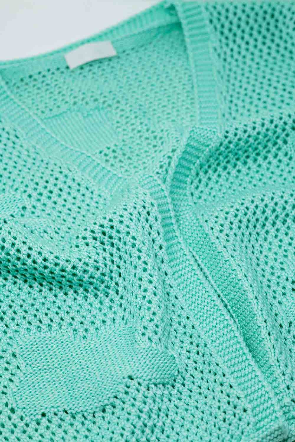 Cardigan all'uncinetto con nuvole lavorate a maglia in turchese chiaro