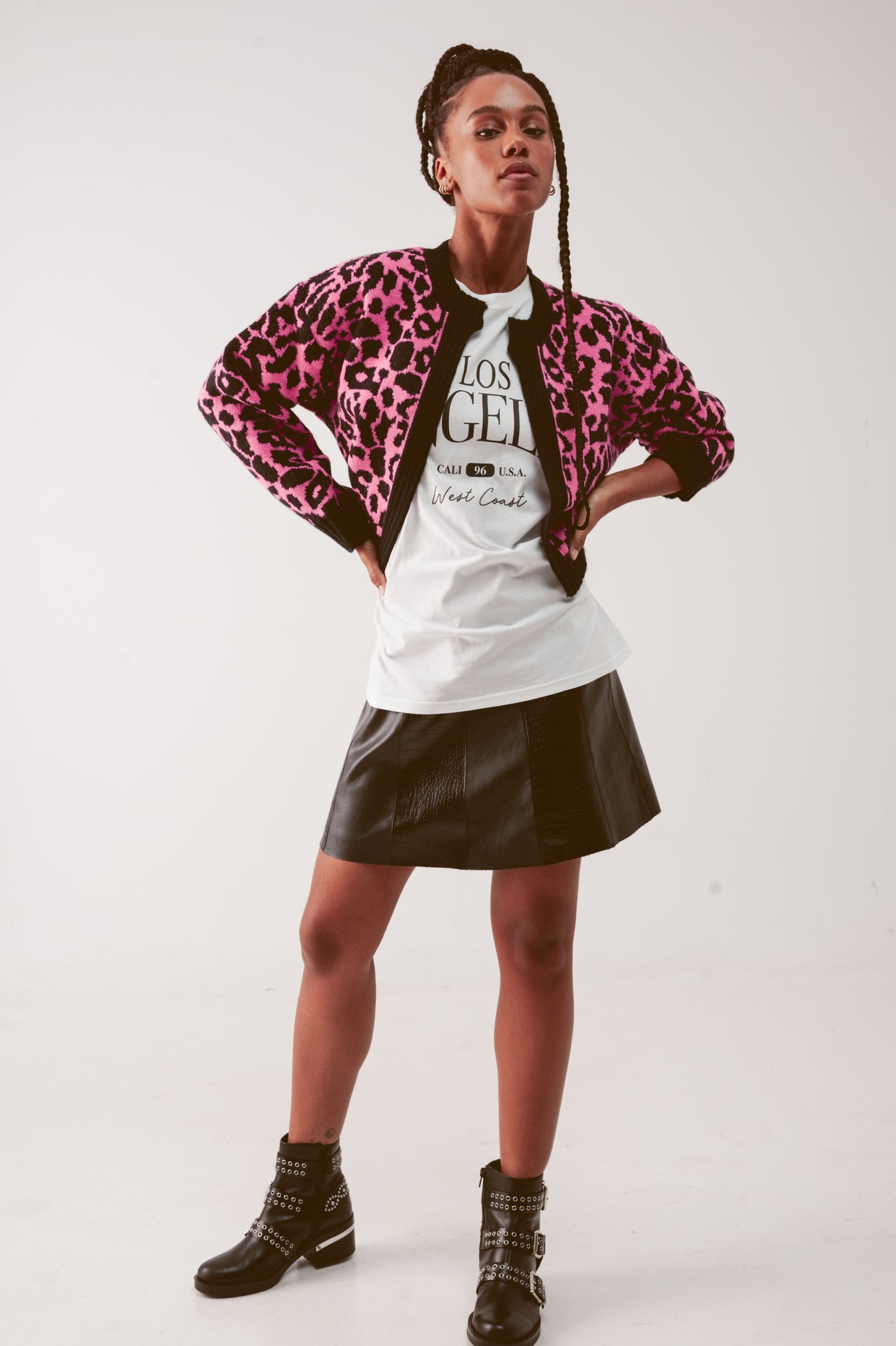 Cardigan animalier fucsia