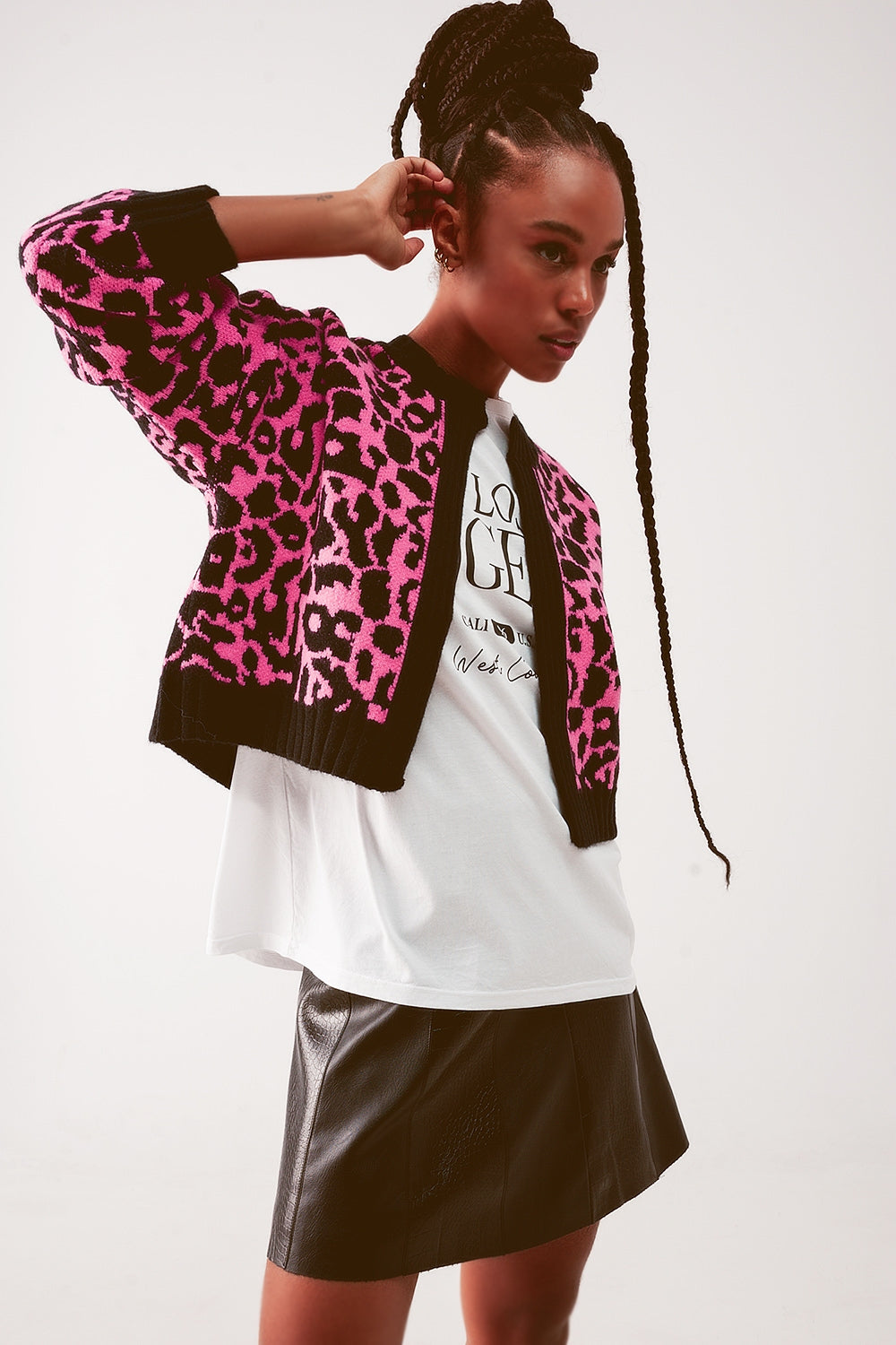 Cardigan animalier fucsia