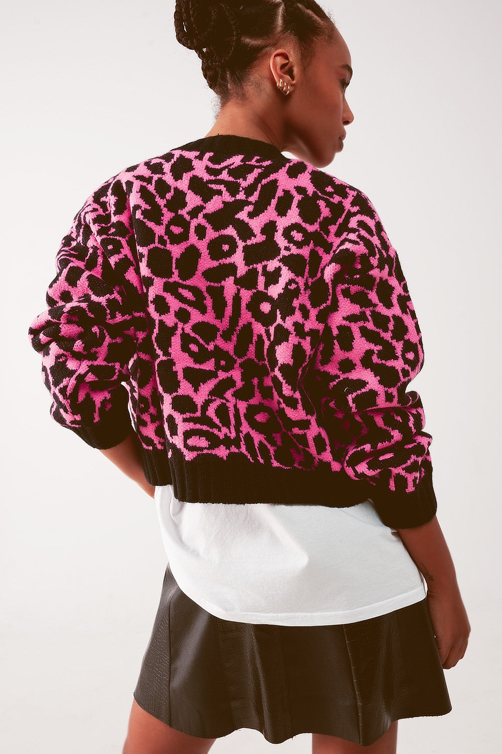 Cardigan animalier fucsia
