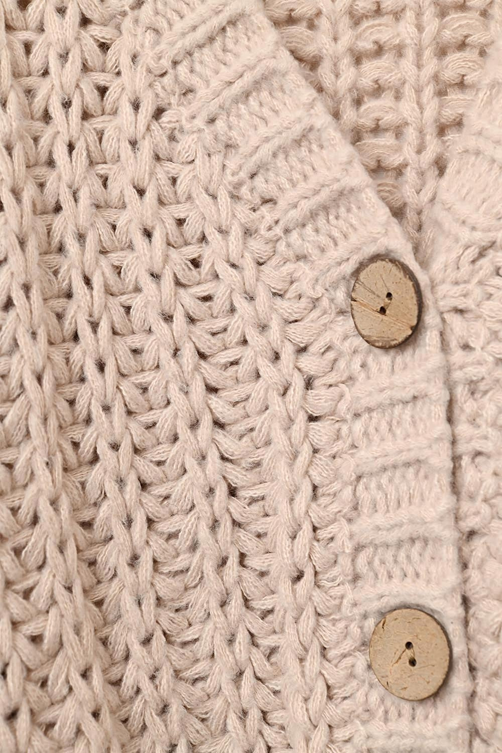 Cardigan aperto a maglia grossa in beige scuro