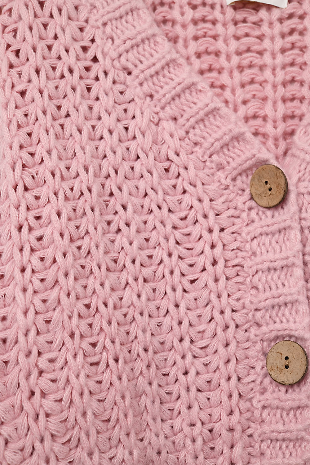 Cardigan aperto a maglia grossa in rosa con maniche rilassate
