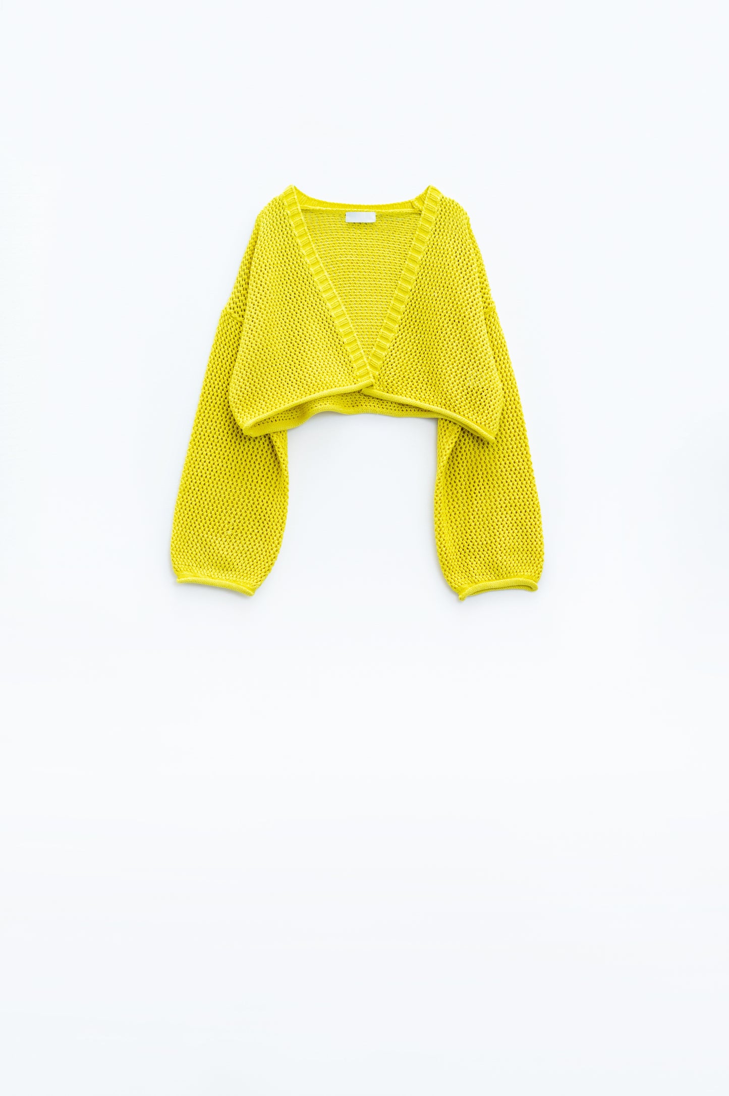 Q2 Cardigan basic all'uncinetto di colore giallo