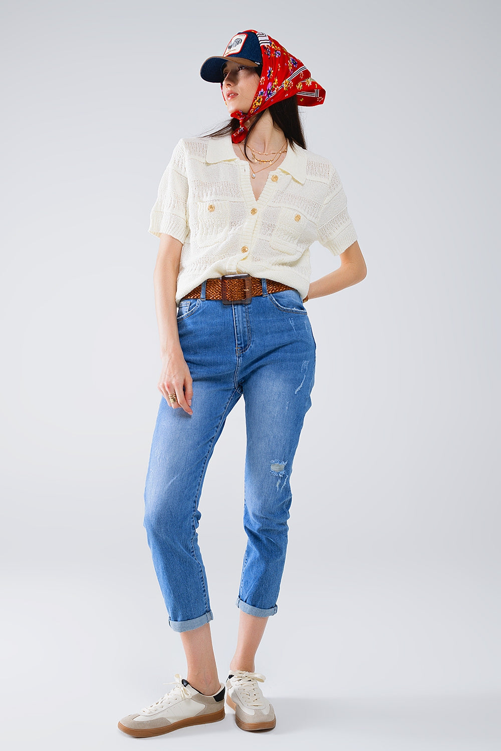 Cardigan in maglia con bottoni e tasche sul petto