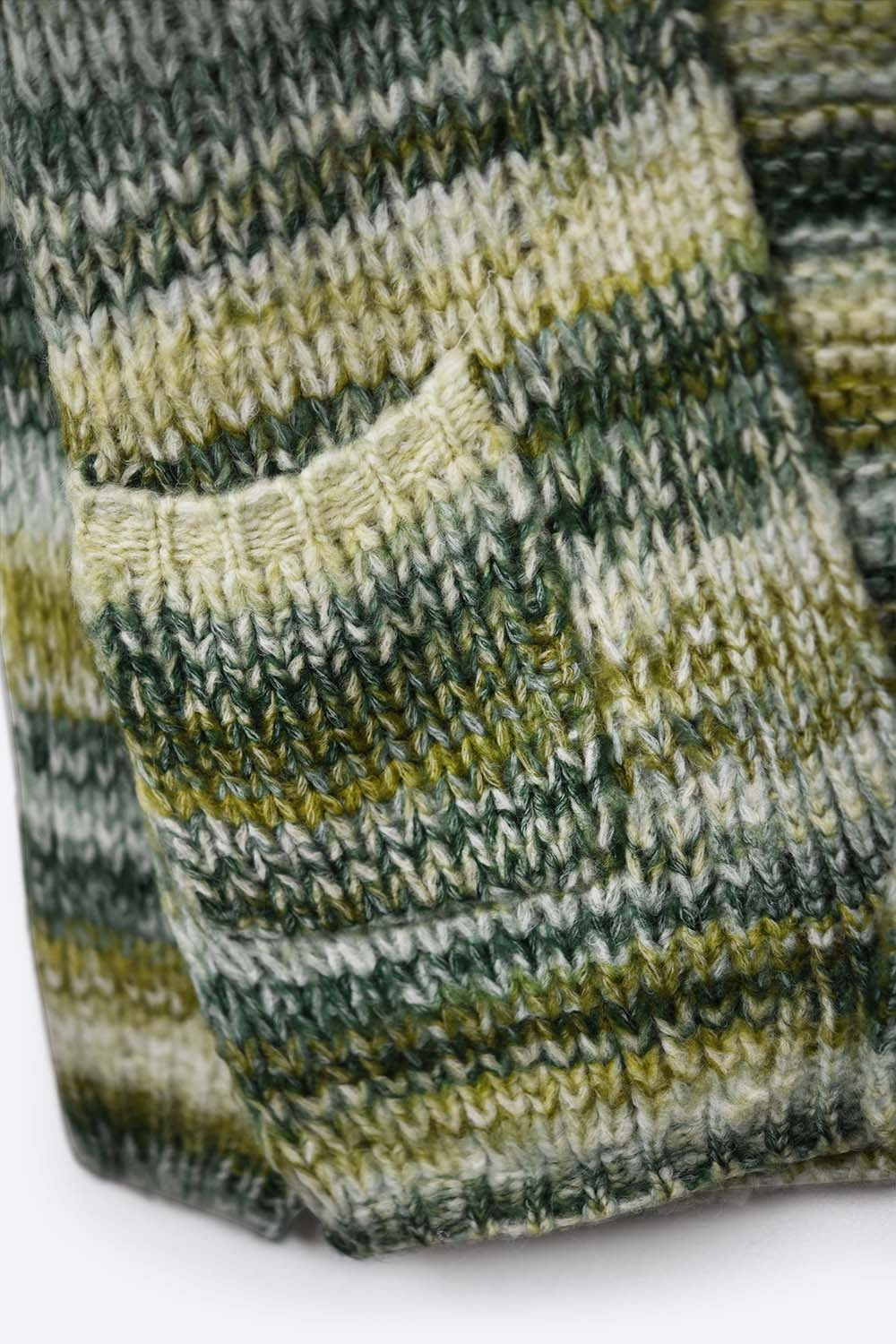 Cardigan lungo oversize a righe screziate con tasche in verde