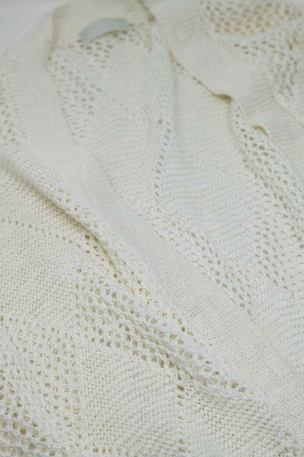 Cardigan lungo oversize in maglia argyle color crema