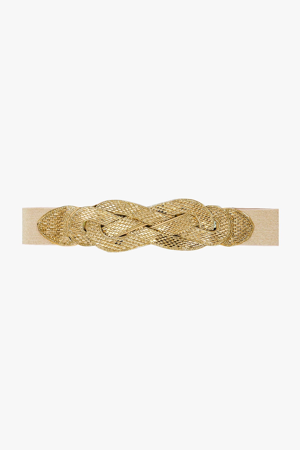 Q2 Cintura beige con dettaglio intrecciato oro